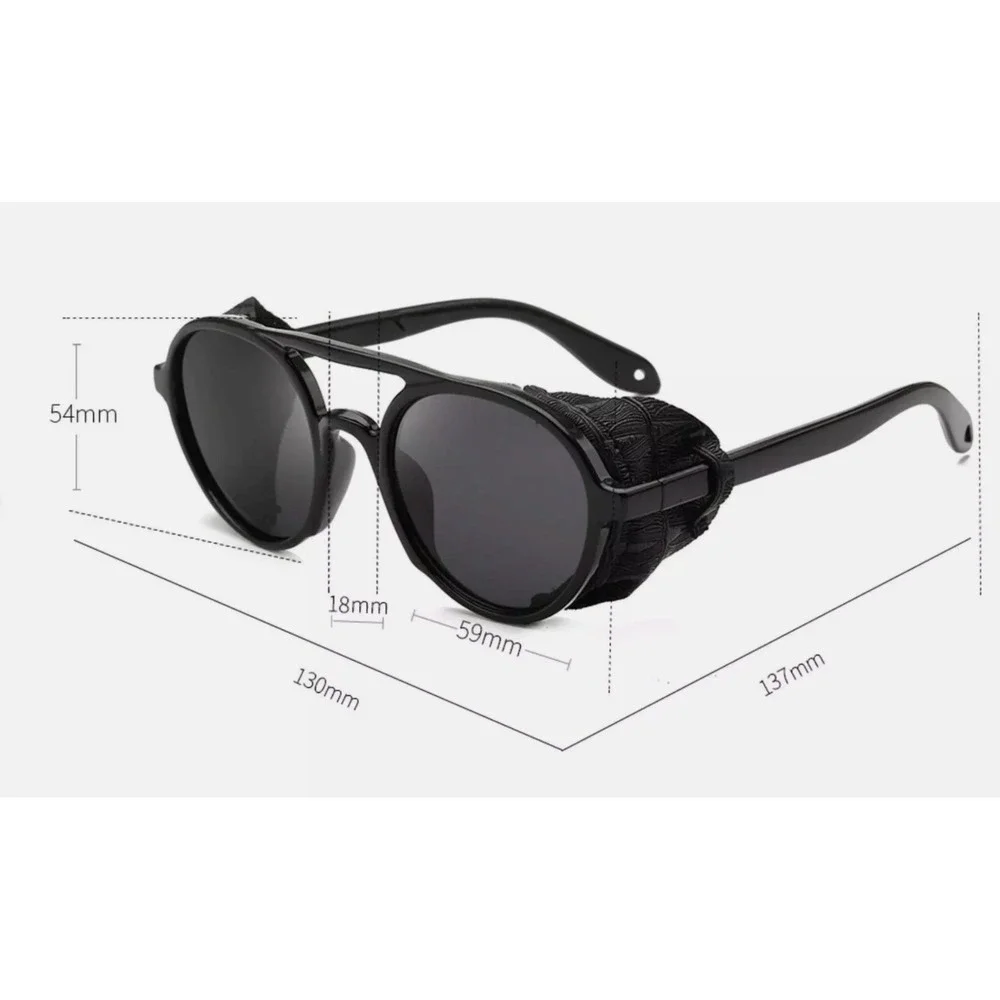 Steampunk Sunglasses Women's Side Shield Round Frame‎ UV400 Potection Lentes New